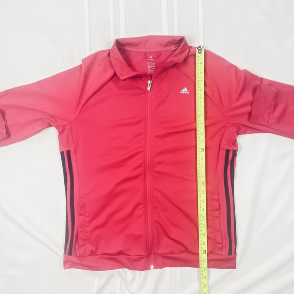 Adidas Pink Track Jacket Womens Large Climalite Full Zip 3 Stripe Activewear - Picture 11 of 15